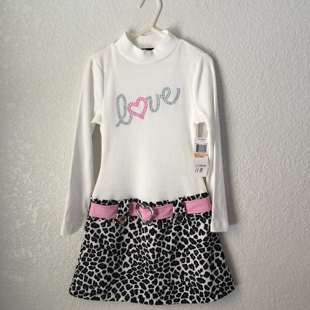Pink & Violet Girls dress, size 6, brand new